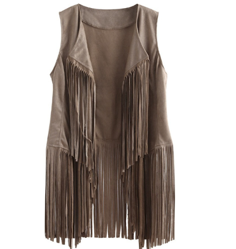 Women's Vintage Sleeveless Fringe Suede Jacket Vest