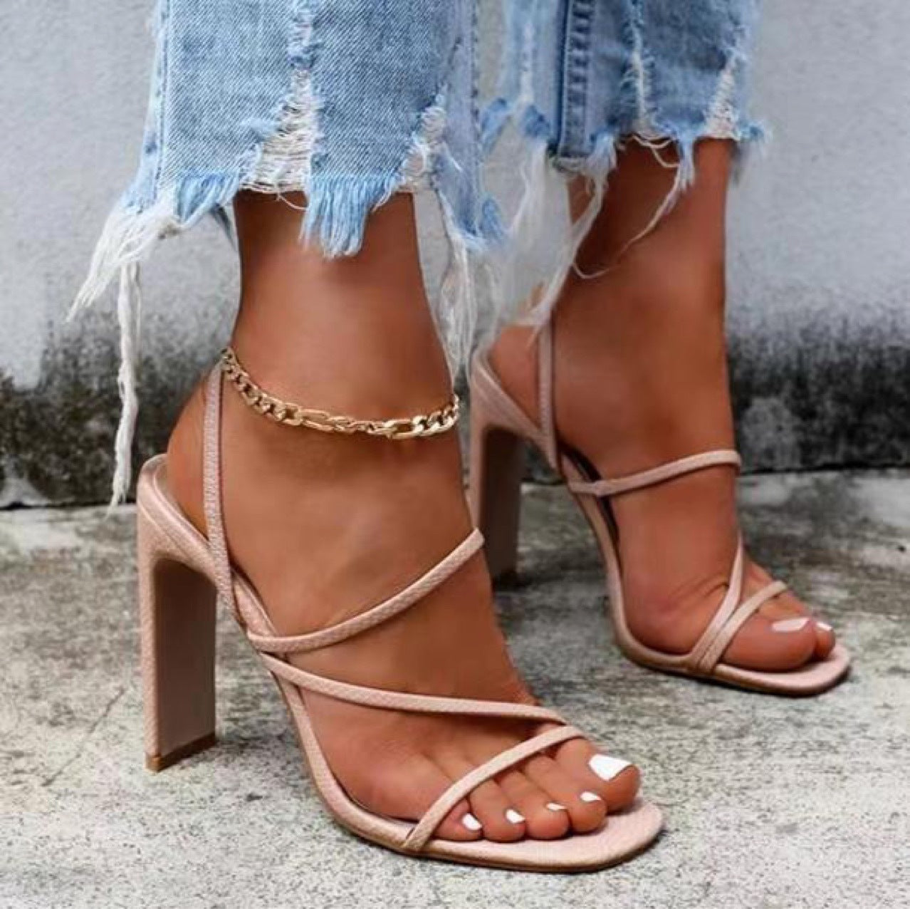 Black Shaved Leather Fashion Sandals for All Sizes