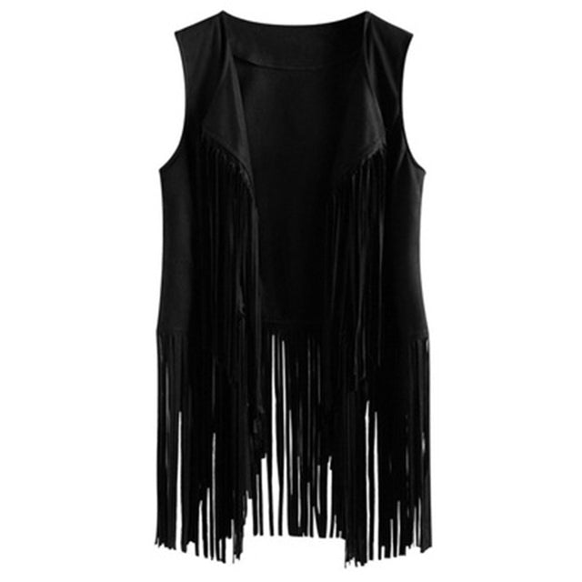 Women's Vintage Sleeveless Fringe Suede Jacket Vest