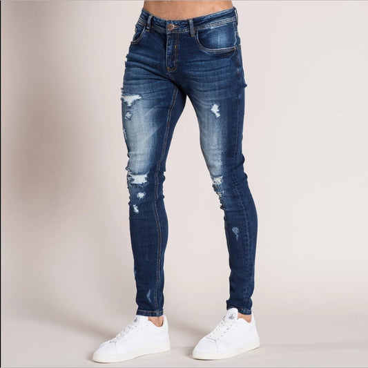 Men's Hole Jeans Trousers with Feet