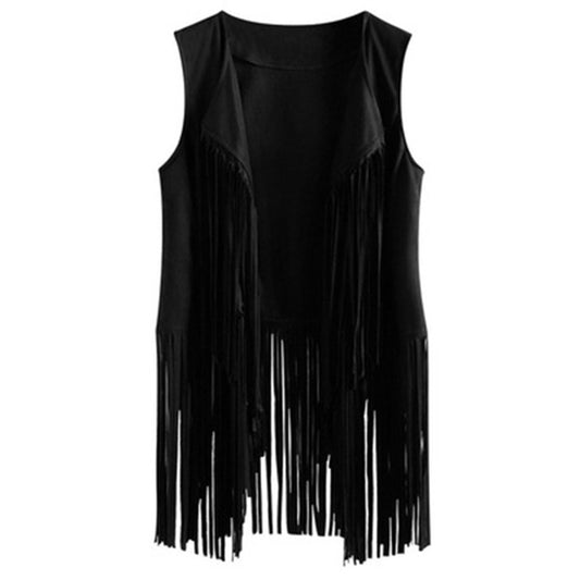 Women's Vintage Sleeveless Fringe Suede Jacket Vest